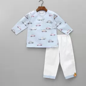 Car Printed Light Grey Sleepwear