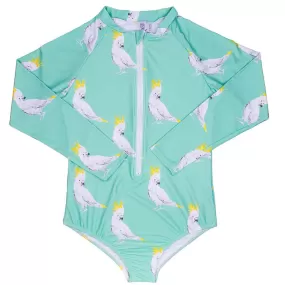 Green Cockatoo Women's Long Sleeve Zip Swimmers