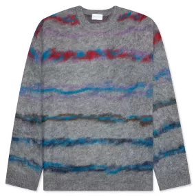 Mohair Jacquard Crew - Grey/Purple