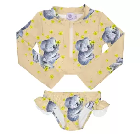 PREORDER Koala Joey Girls Long Sleeve Two Piece Zip Swimmers (Ships w/c 16th Sept)